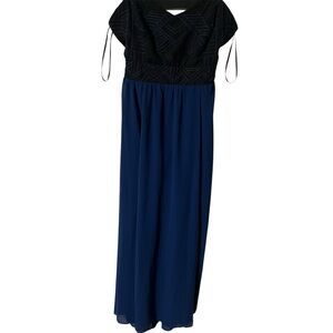 NWT Forever 21 Black and Navy Maxi Dress open back chiffon skirt adjustable